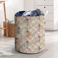 Beige Palaka Hula Girls Seamless Hawaii Aloha Laundry Basket LT7 Beige - Polynesian Pride