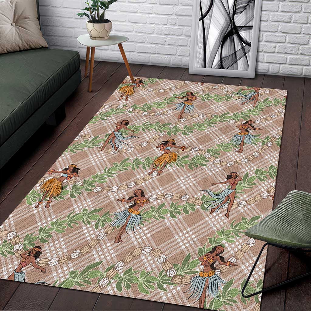 Beige Palaka Hula Girls Seamless Hawaii Aloha Area Rug LT7 Beige - Polynesian Pride