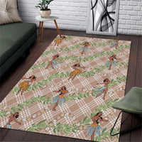Beige Palaka Hula Girls Seamless Hawaii Aloha Area Rug LT7 Beige - Polynesian Pride