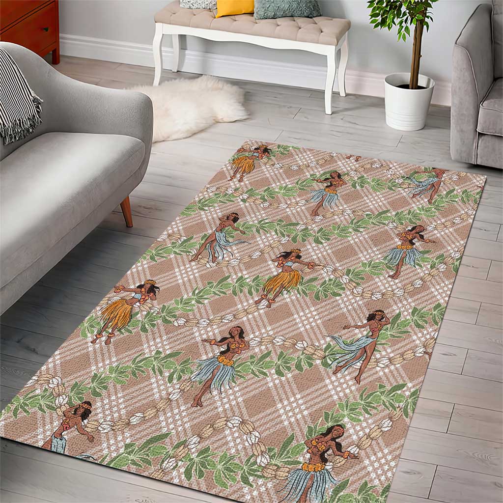 Beige Palaka Hula Girls Seamless Hawaii Aloha Area Rug LT7 - Polynesian Pride