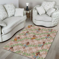 Beige Palaka Hula Girls Seamless Hawaii Aloha Area Rug LT7 - Polynesian Pride
