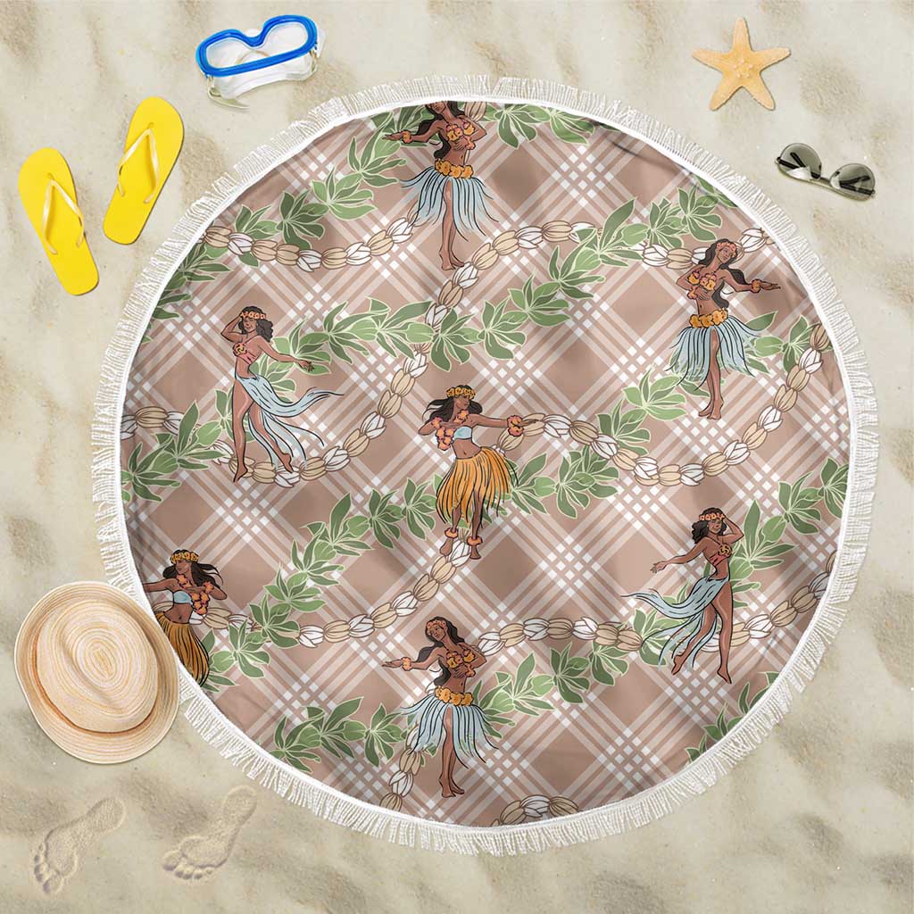 Beige Palaka Hula Girls Seamless Hawaii Aloha Beach Blanket LT7 One Size 150cm Beige - Polynesian Pride