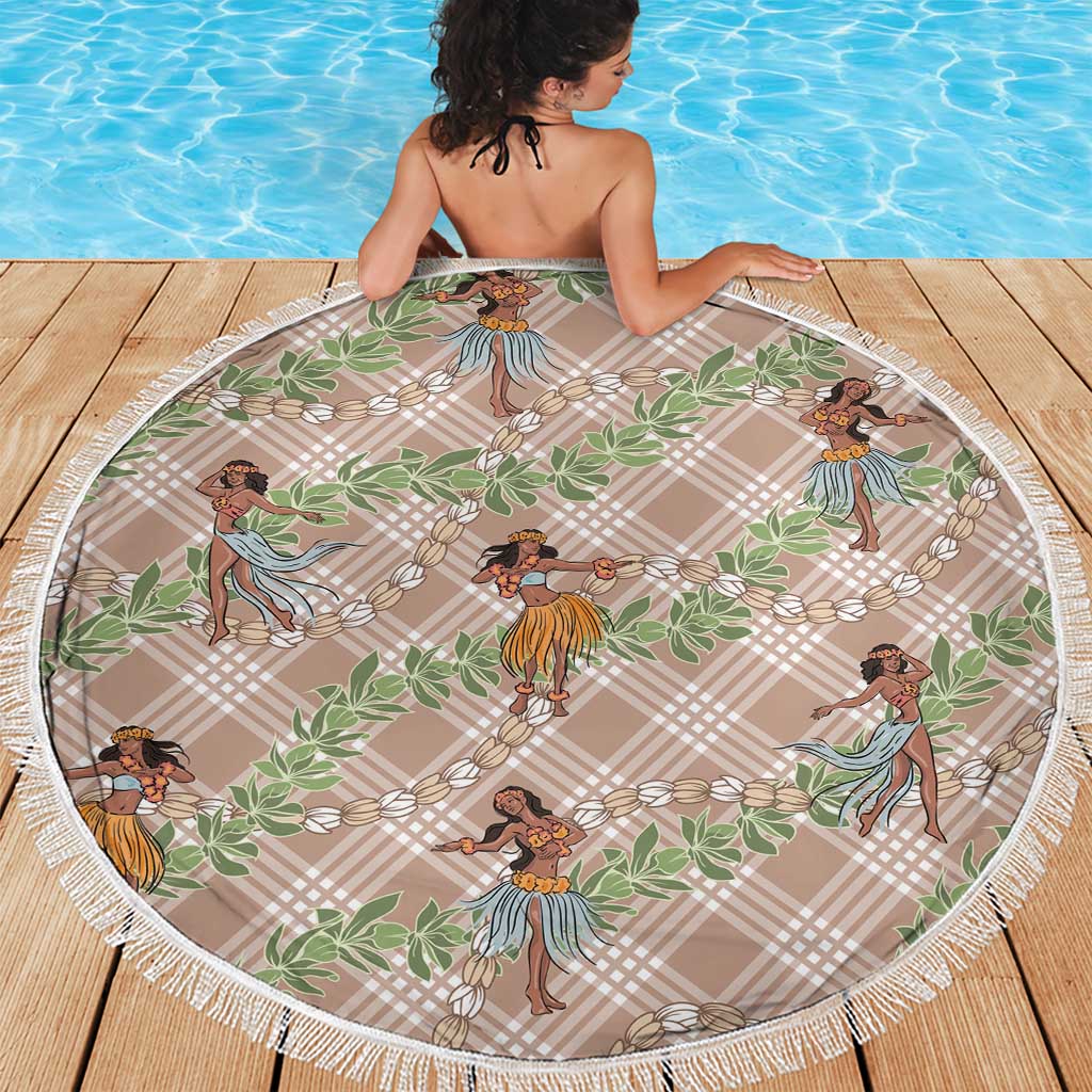 Beige Palaka Hula Girls Seamless Hawaii Aloha Beach Blanket LT7 - Polynesian Pride