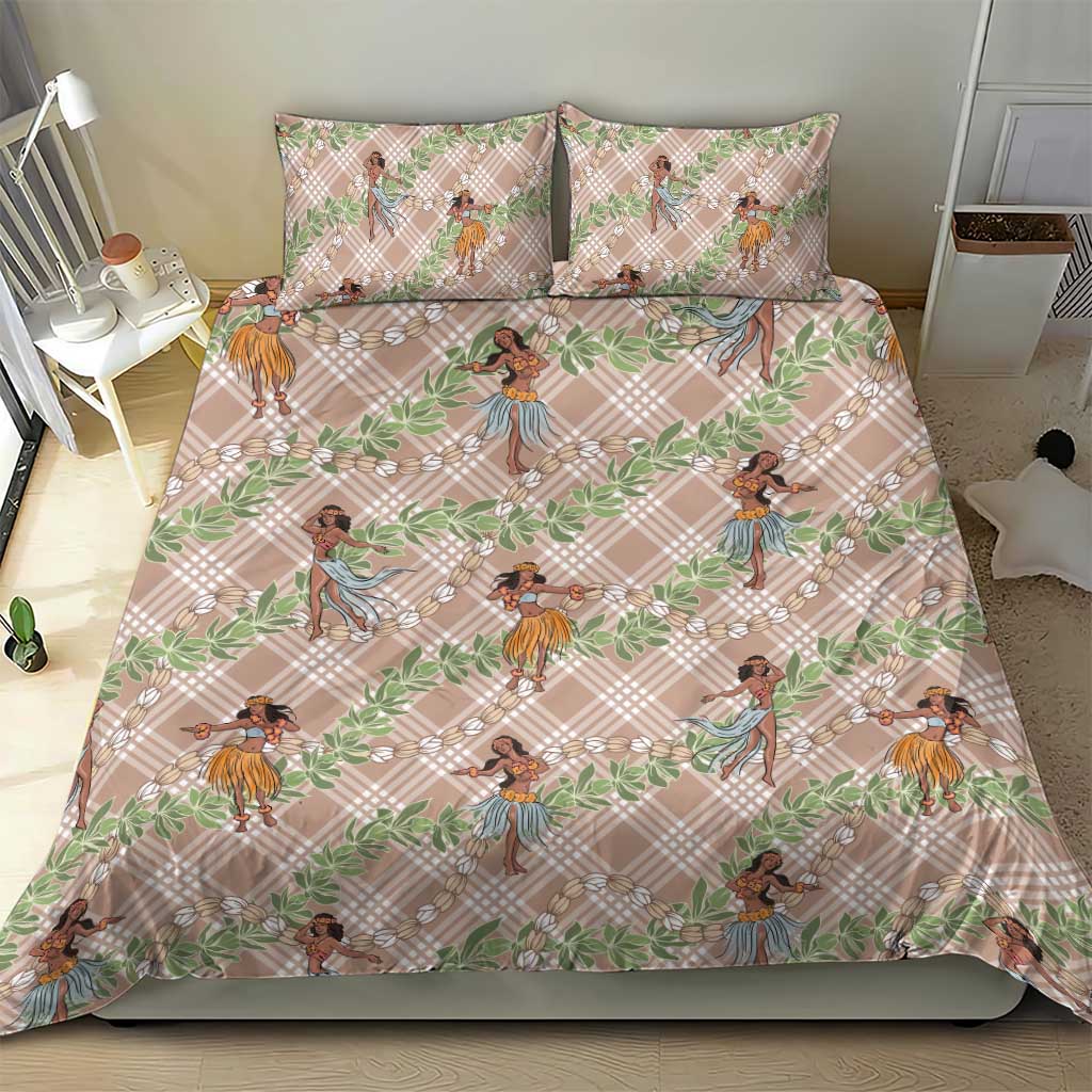 Beige Palaka Hula Girls Seamless Hawaii Aloha Bedding Set LT7 - Polynesian Pride