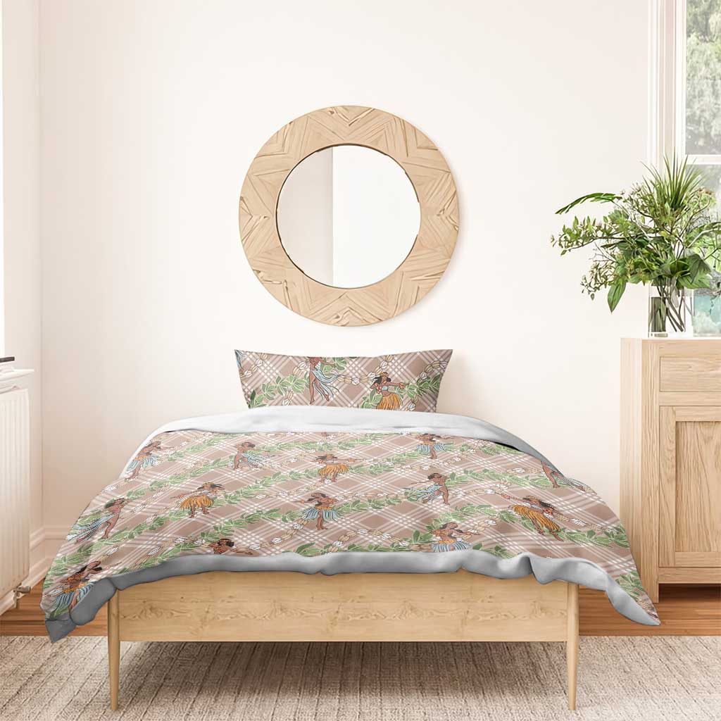 Beige Palaka Hula Girls Seamless Hawaii Aloha Bedding Set LT7 - Polynesian Pride