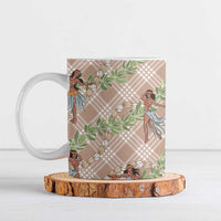 Beige Palaka Hula Girls Seamless Hawaii Aloha Ceramic Mug LT7 Beige - Polynesian Pride