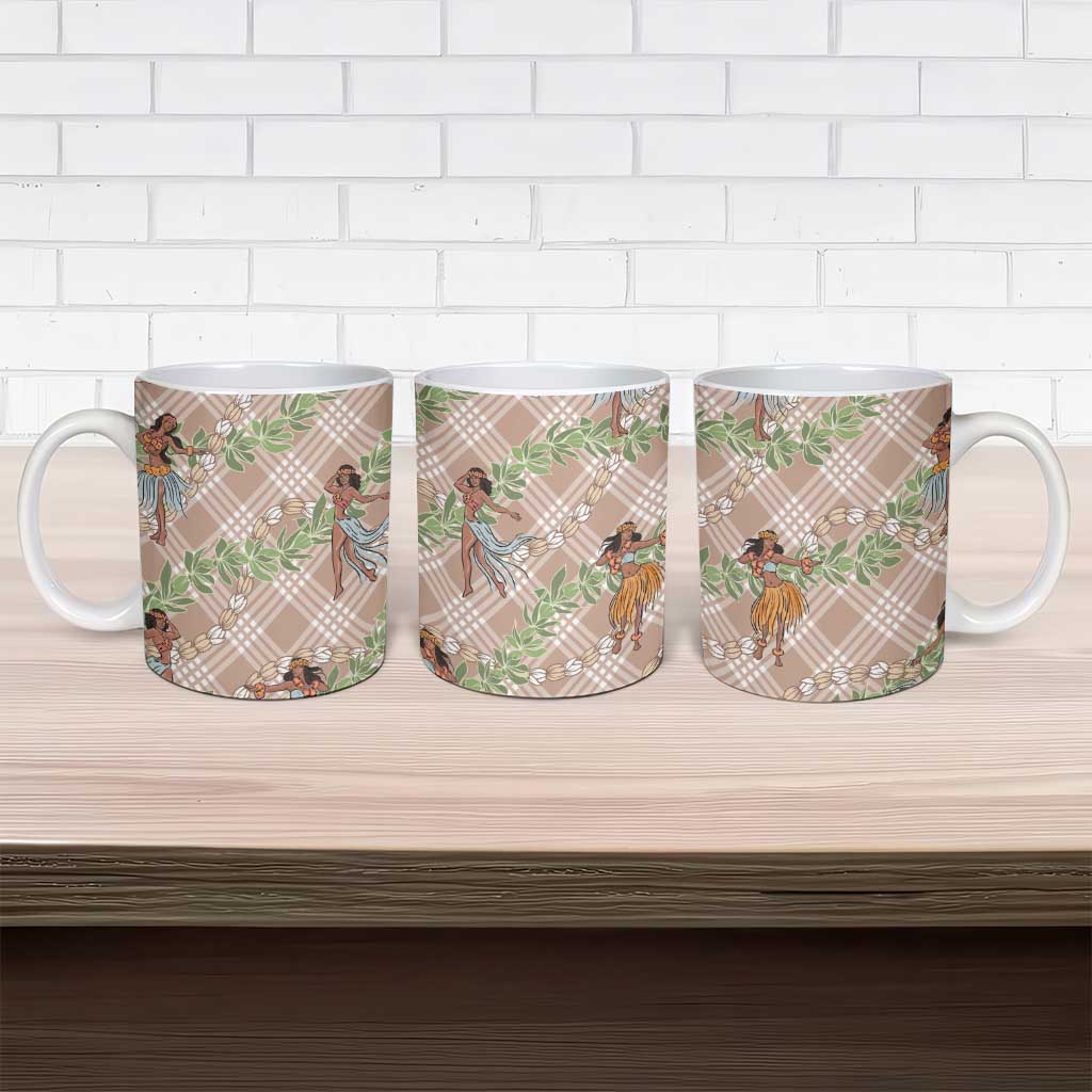 Beige Palaka Hula Girls Seamless Hawaii Aloha Ceramic Mug LT7 - Polynesian Pride