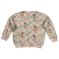 Beige Palaka Hula Girls Seamless Hawaii Aloha Kid Ugly Christmas Sweater LT7 - Polynesian Pride
