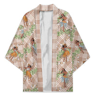 Beige Palaka Hula Girls Seamless Hawaii Aloha Kimono LT7 Unisex Beige - Polynesian Pride