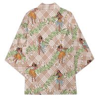 Beige Palaka Hula Girls Seamless Hawaii Aloha Kimono LT7 - Polynesian Pride