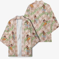 Beige Palaka Hula Girls Seamless Hawaii Aloha Kimono LT7 - Polynesian Pride