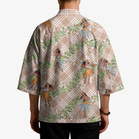 Beige Palaka Hula Girls Seamless Hawaii Aloha Kimono LT7 - Polynesian Pride