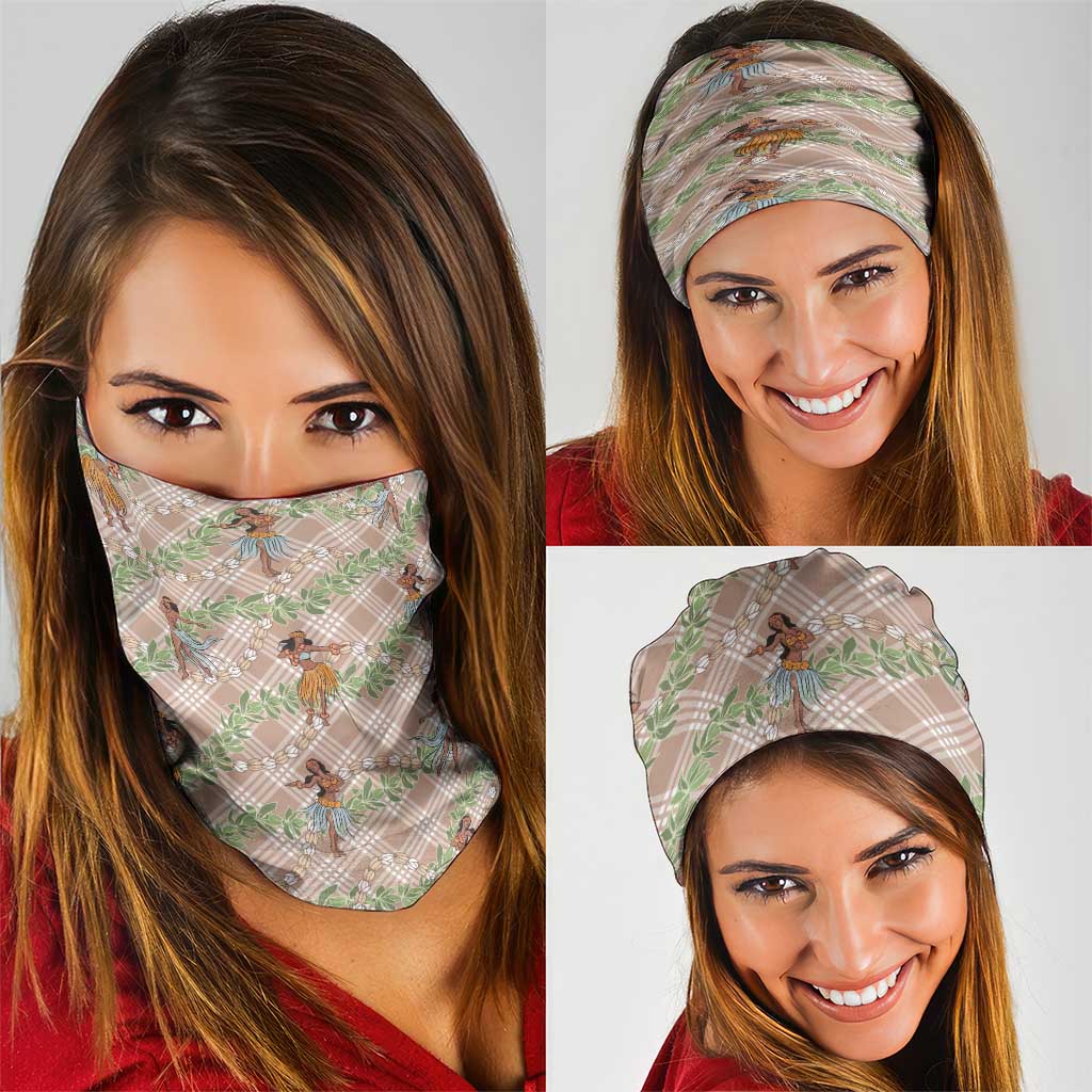Beige Palaka Hula Girls Seamless Hawaii Aloha Neck Gaiter LT7 - Polynesian Pride