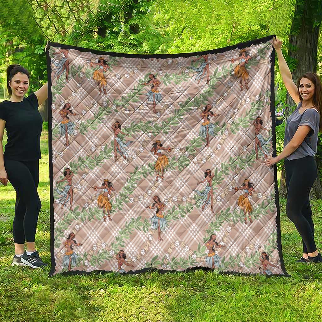 Beige Palaka Hula Girls Seamless Hawaii Aloha Quilt LT7 - Polynesian Pride