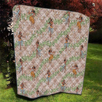 Beige Palaka Hula Girls Seamless Hawaii Aloha Quilt LT7 - Polynesian Pride
