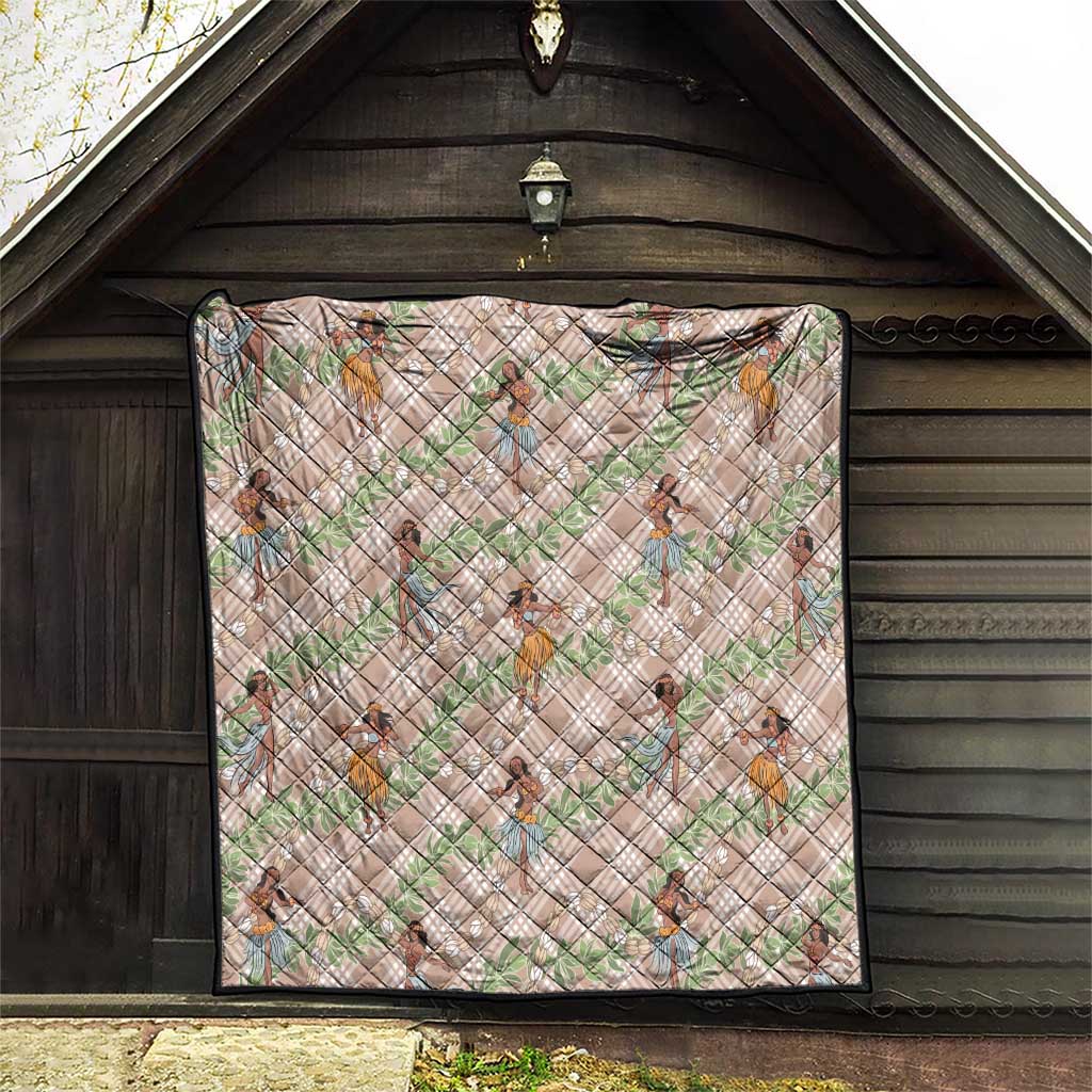 Beige Palaka Hula Girls Seamless Hawaii Aloha Quilt LT7 - Polynesian Pride