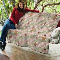 Beige Palaka Hula Girls Seamless Hawaii Aloha Quilt LT7 - Polynesian Pride