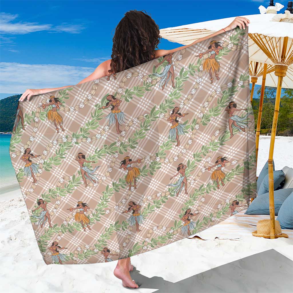 Beige Palaka Hula Girls Seamless Hawaii Aloha Sarong LT7 One Size 44 x 66 inches Beige - Polynesian Pride