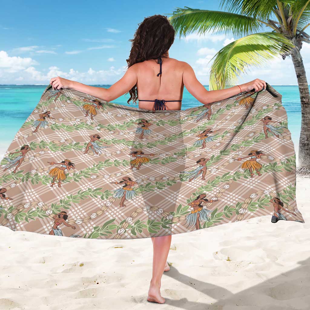 Beige Palaka Hula Girls Seamless Hawaii Aloha Sarong LT7 - Polynesian Pride