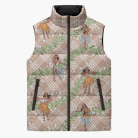 Beige Palaka Hula Girls Seamless Hawaii Aloha Sleeveless Puffer Jacket LT7 Unisex Beige - Polynesian Pride