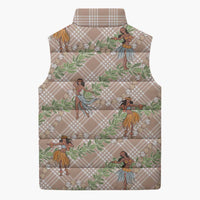 Beige Palaka Hula Girls Seamless Hawaii Aloha Sleeveless Puffer Jacket LT7 - Polynesian Pride