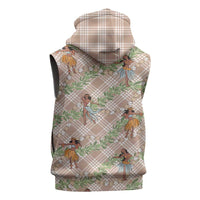 Beige Palaka Hula Girls Seamless Hawaii Aloha Sleeveless Zip Hoodie LT7 - Polynesian Pride