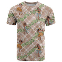 Beige Palaka Hula Girls Seamless Hawaii Aloha T Shirt LT7 Beige - Polynesian Pride
