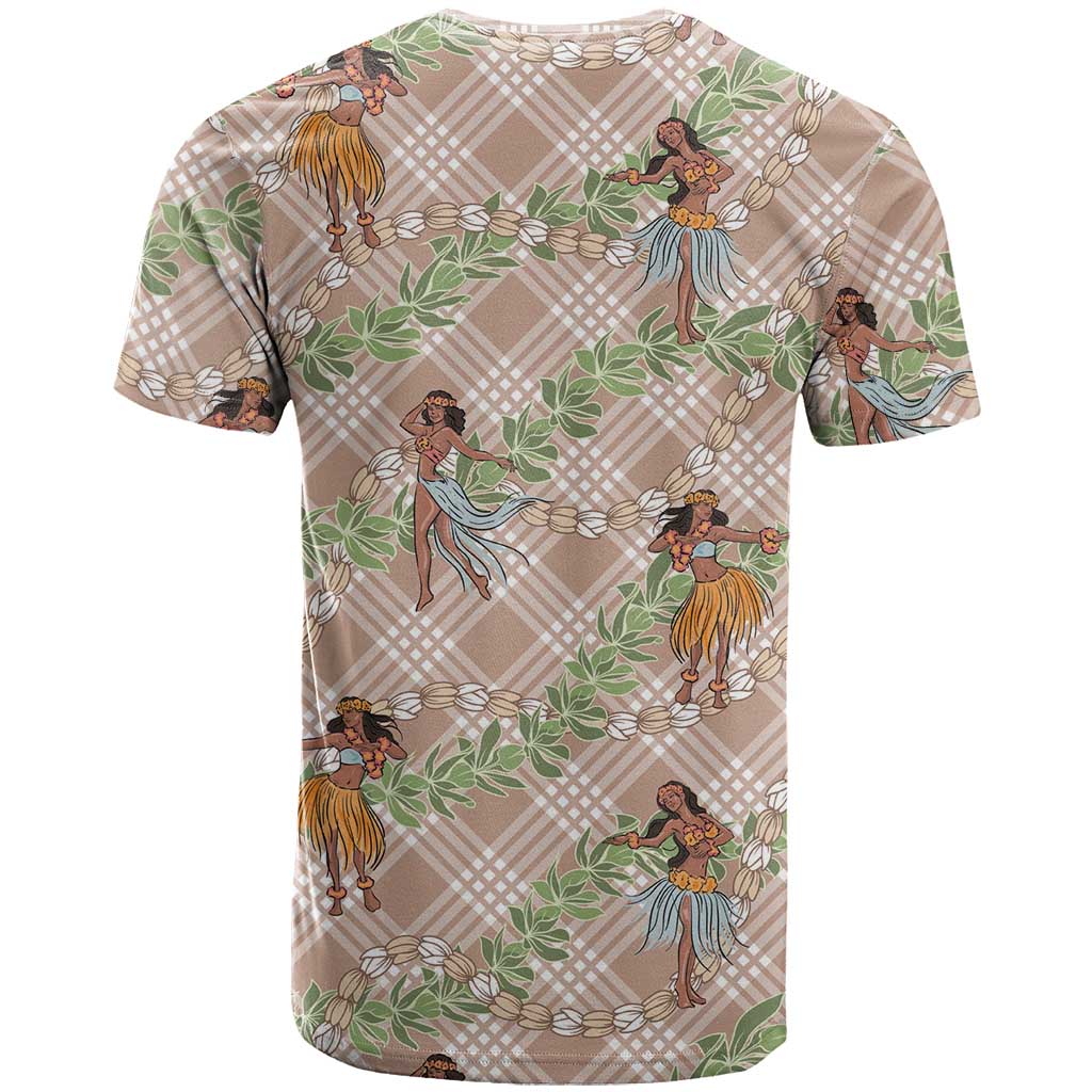 Beige Palaka Hula Girls Seamless Hawaii Aloha T Shirt LT7 - Polynesian Pride