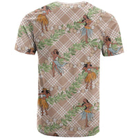 Beige Palaka Hula Girls Seamless Hawaii Aloha T Shirt LT7 - Polynesian Pride