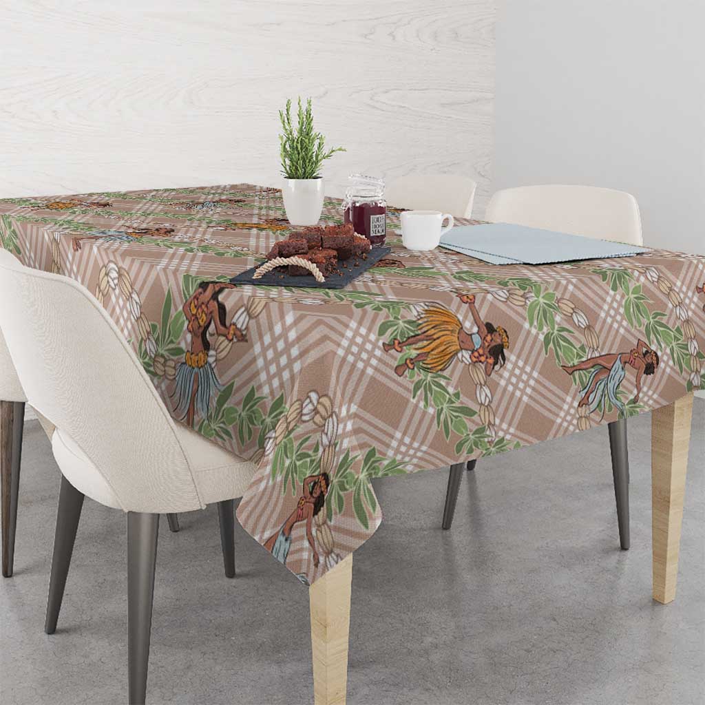 Beige Palaka Hula Girls Seamless Hawaii Aloha Tablecloth LT7 - Polynesian Pride