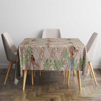 Beige Palaka Hula Girls Seamless Hawaii Aloha Tablecloth LT7 - Polynesian Pride