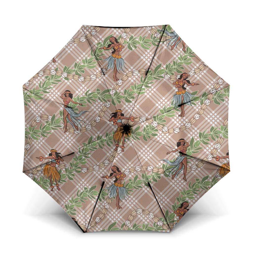 Beige Palaka Hula Girls Seamless Hawaii Aloha Umbrella LT7 One Size Folded 11.42 inch Opened Diameter 37.4 inch Beige - Polynesian Pride