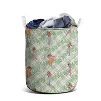 Mint Palaka Hula Girls Seamless Hawaii Aloha Laundry Basket LT7 - Polynesian Pride