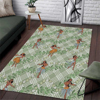 Mint Palaka Hula Girls Seamless Hawaii Aloha Area Rug LT7 Mint - Polynesian Pride