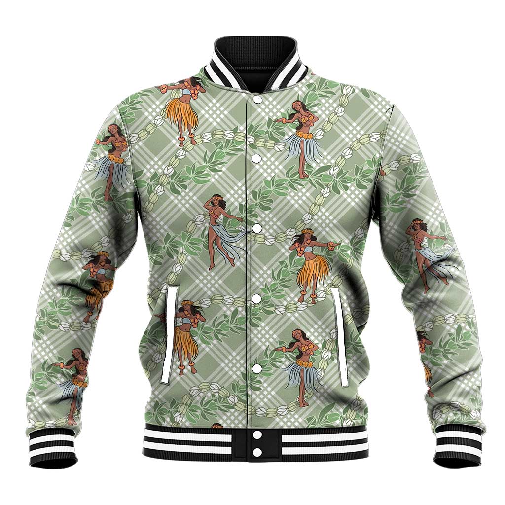 Mint Palaka Hula Girls Seamless Hawaii Aloha Baseball Jacket LT7 Unisex Mint - Polynesian Pride