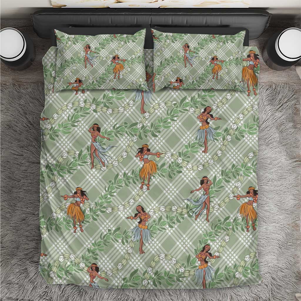Mint Palaka Hula Girls Seamless Hawaii Aloha Bedding Set LT7 Mint - Polynesian Pride