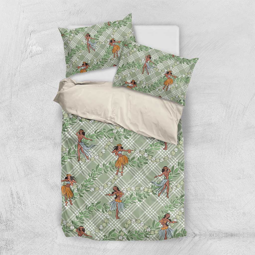 Mint Palaka Hula Girls Seamless Hawaii Aloha Bedding Set LT7 US Twin 172cm x 218cm Mint - Polynesian Pride