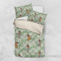 Mint Palaka Hula Girls Seamless Hawaii Aloha Bedding Set LT7 US Twin 172cm x 218cm Mint - Polynesian Pride