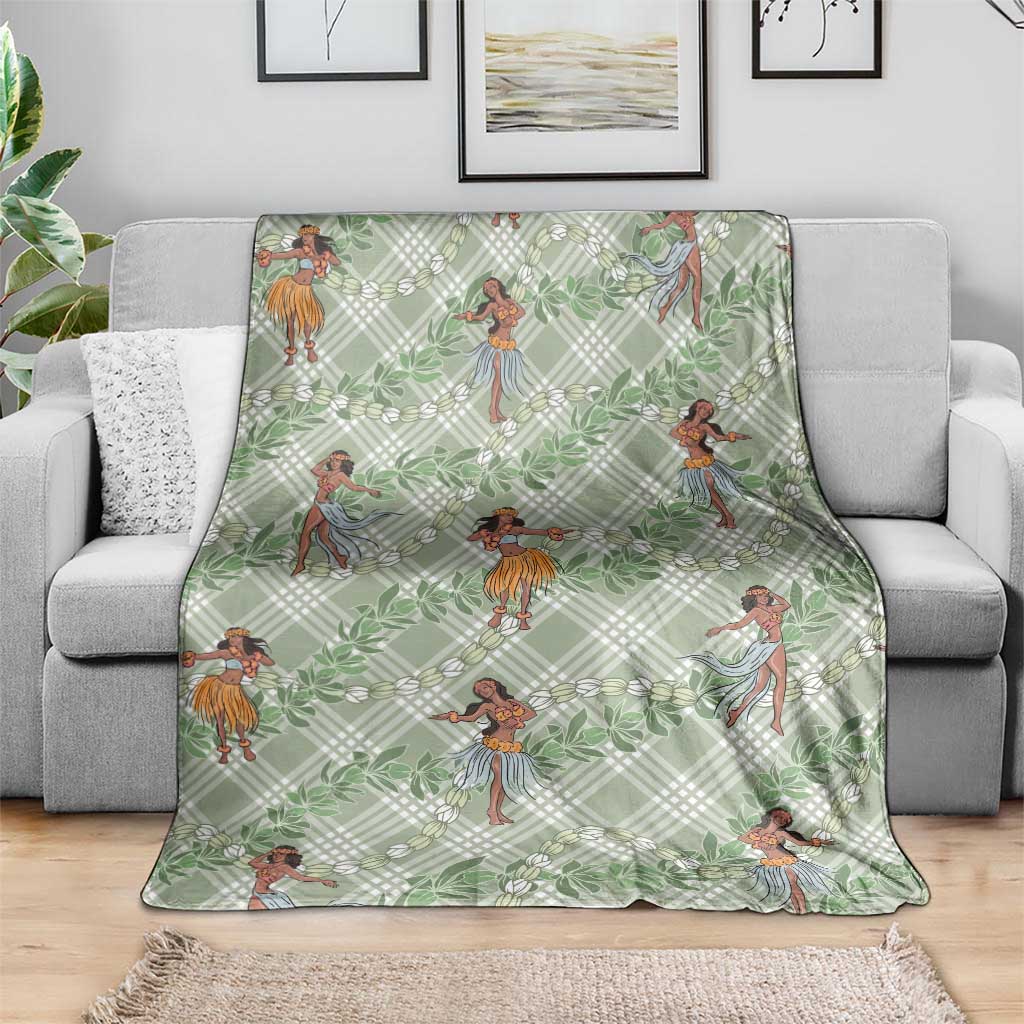 Mint Palaka Hula Girls Seamless Hawaii Aloha Blanket LT7 - Polynesian Pride
