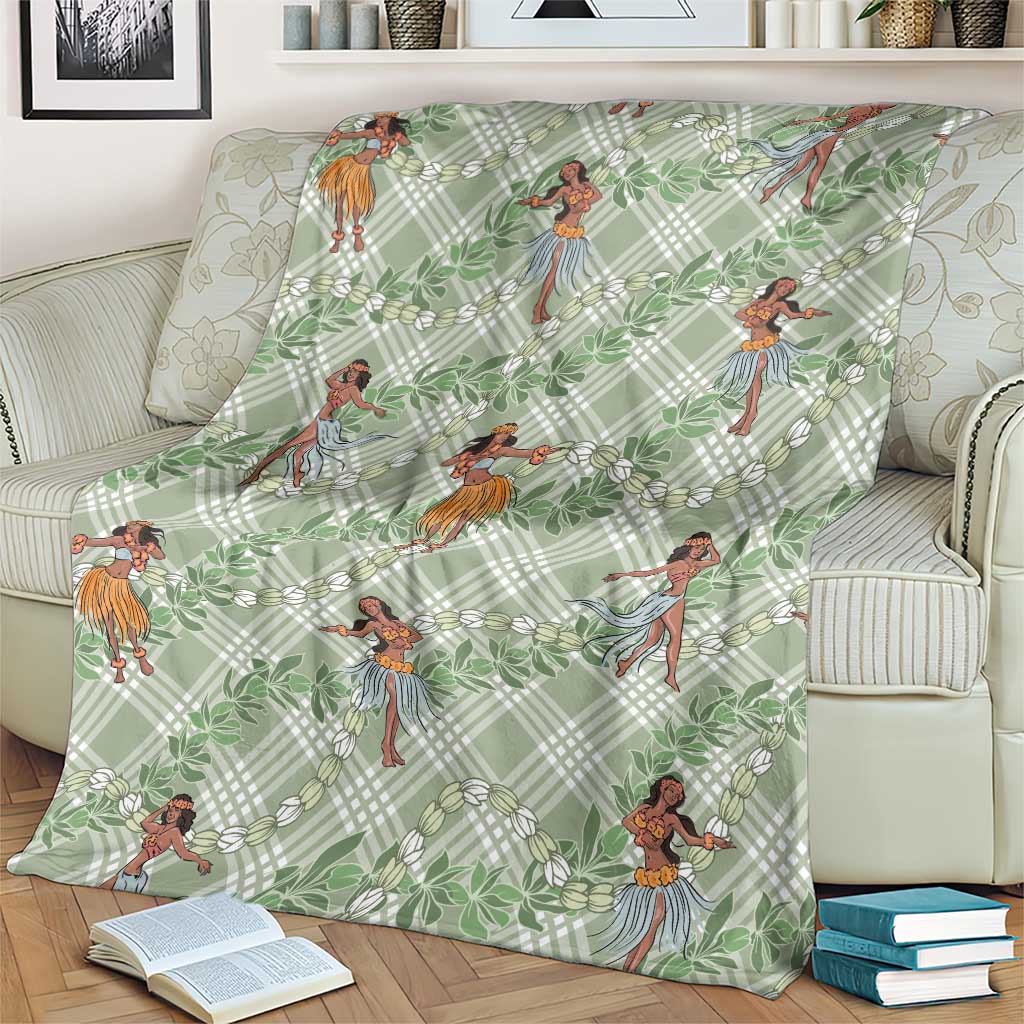 Mint Palaka Hula Girls Seamless Hawaii Aloha Blanket LT7 - Polynesian Pride