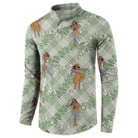 Mint Palaka Hula Girls Seamless Hawaii Aloha Button Sweatshirt LT7 - Polynesian Pride