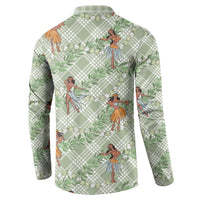 Mint Palaka Hula Girls Seamless Hawaii Aloha Button Sweatshirt LT7 - Polynesian Pride