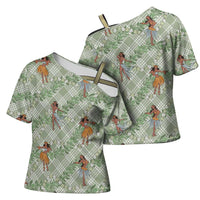 Mint Palaka Hula Girls Seamless Hawaii Aloha Cross Shoulder Shirt LT7 - Polynesian Pride