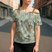Mint Palaka Hula Girls Seamless Hawaii Aloha Cross Shoulder Shirt LT7 - Polynesian Pride