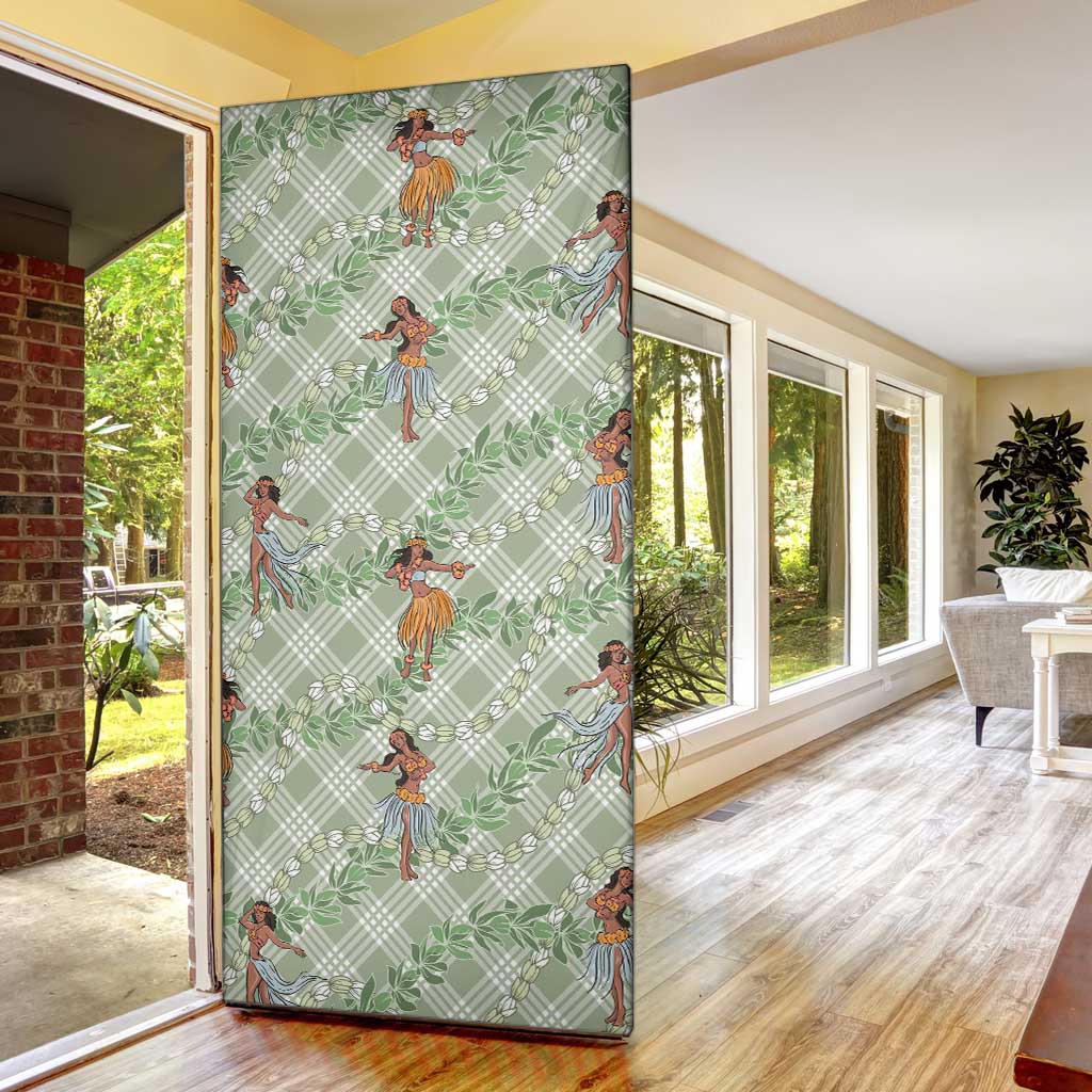Mint Palaka Hula Girls Seamless Hawaii Aloha Door Cover LT7 - Polynesian Pride