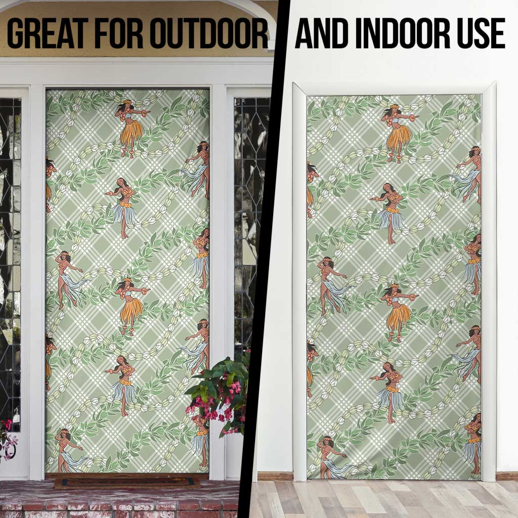 Mint Palaka Hula Girls Seamless Hawaii Aloha Door Cover LT7 - Polynesian Pride