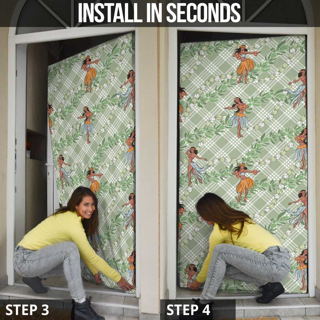 Mint Palaka Hula Girls Seamless Hawaii Aloha Door Cover LT7 - Polynesian Pride