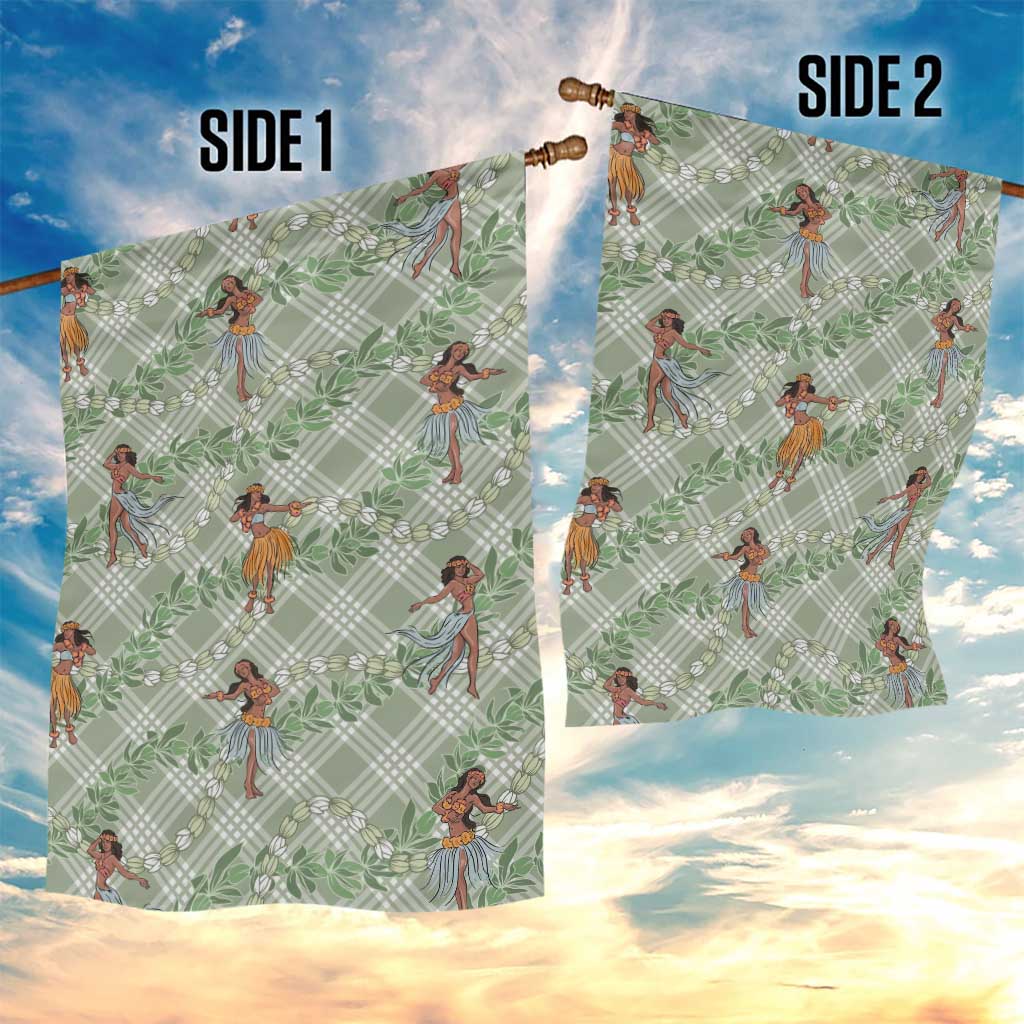 Mint Palaka Hula Girls Seamless Hawaii Aloha Garden Flag LT7 - Polynesian Pride