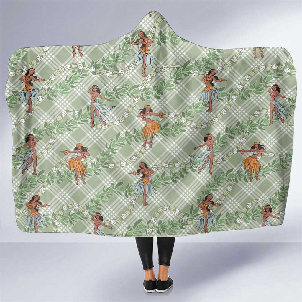Mint Palaka Hula Girls Seamless Hawaii Aloha Hooded Blanket LT7 One Size Mint - Polynesian Pride