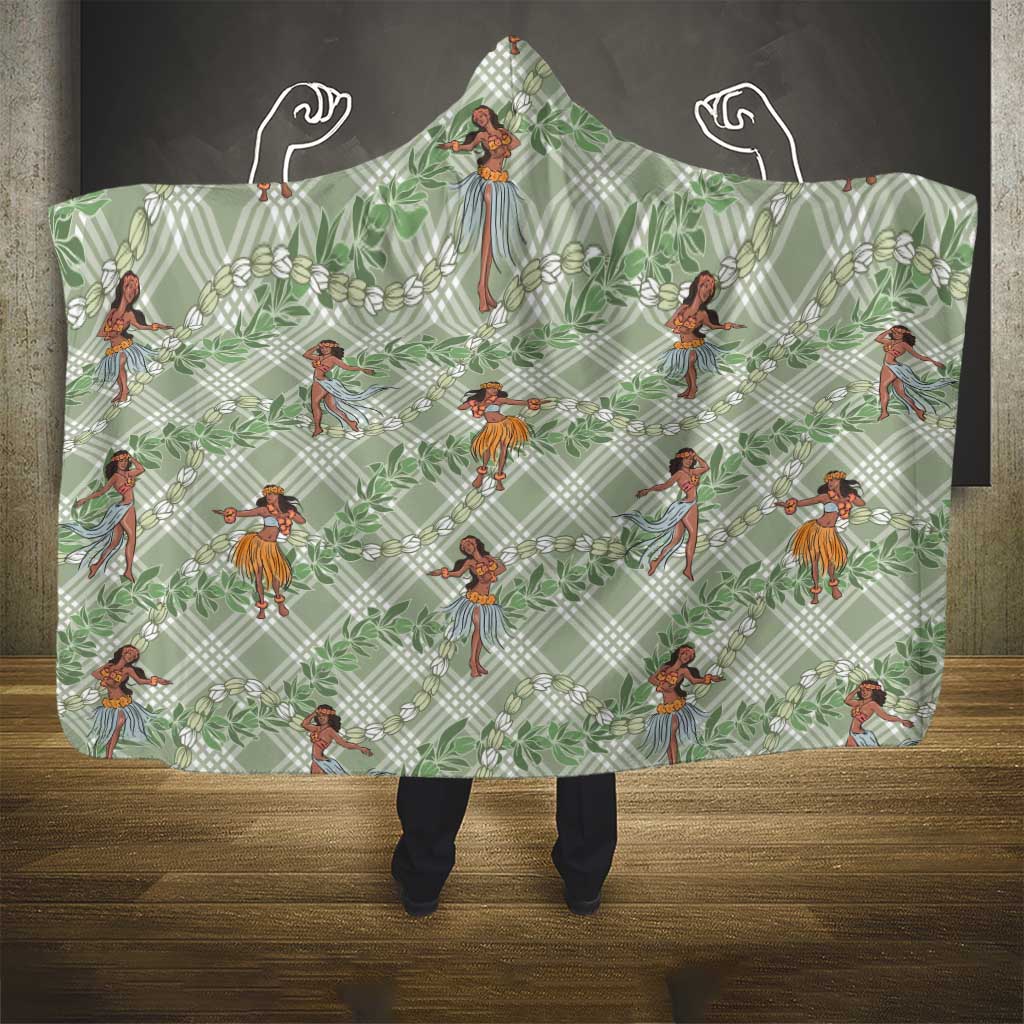 Mint Palaka Hula Girls Seamless Hawaii Aloha Hooded Blanket LT7 - Polynesian Pride
